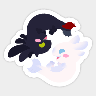 Yin and Yang Axolotl Dragons Sticker